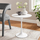 Modway Lippa 20" Round Wood Side Table - White White-Chip-Resistant Metal Pedestal Base