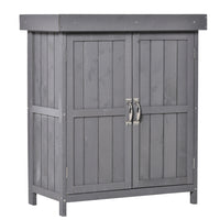 Outsunny - Abri de jardin en bois avec toit à charnière, gris foncé-Le toit en asphalte résistant à l'eau et la surface en bois peint offrent une durabilité pour une utilisation en extérieur 