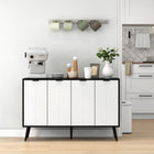 HOMCOM Modern 47.2" L Sideboard Buffet Cabinet - Black-Embossed chevron pattern on the door panels for a cool stand-out look
