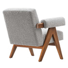 Modway Lyra Boucle Fabric Armchair - Light Grey - Set of 2-	Non-Marking Feet