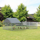 PawHut - Enclos à poules en métal 19,7 pi x 9,8 pi avec couverture imperméable et anti-UV-La grande hauteur permet aux propriétaires d’entrer et de sortir facilement des zones d’alimentation 