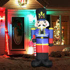 HOMCOM - Soldat Casse-Noisette gonflable colouré de 8ft avec sceptre LED extérieur - Rouge - Bleu-3 lumières LED intégrées pour illuminer la nuit de la saison de Noël et bien décorer votre maison 