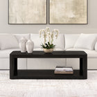Hudson&Canal Kellan 47"W Rectangular Coffee Table - Black Grain-Finished in wood-look black grain