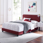 Modway Celine Channel Tufted Performance Velvet Full Bed - Maroon-Assembly Required