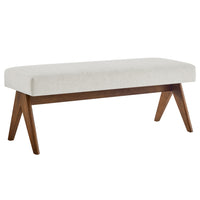 Modway Lyra 47" Fabric Upholstered Bench - Ivory-Woven Heathered Fabric Upholstery