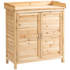 Outsunny - Abri de jardin en bois Outsunny avec étagère intérieure et double porte-Conception polyvalente pouvant servir d’armoire de rangement ou de table de rempotage  
