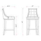 Manhattan Comfort - Tabouret de bar Fifth Avenue 19" traditionnel en similicuir rembourré - gris clair-Revêtement en similicuir avec rembourrage en mousse