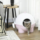 PawHut Large Enclosed Cat Litter Box with Lid - Pink-Spacious size provides plenty of room 