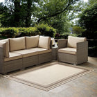 Modway Rim Solid Border Indoor/Outdoor Area Rug - 8 ft W x 10 ft L - Light/Dark Beige-Tight Low Pile Weave