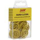 JAM Paper Circular Paper Clips - Round - Yellow - 50 Pack-Size: 1 inch (Diameter) | Keep your stacks of paper organized with coloured paper clips