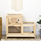 PawHut - Cage à hamster en bois à 2 niveaux avec cabane - 31 po x 16 po x 23,5 po-Fenêtre avant en plexiglas offrant une vue directe sur tous les niveaux. Toits en maille ouvrables pour un accès facile