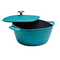 Tramontina - Faitout carré Prisma 7 pintes en fonte émaillée avec couvercle - Bleu sarcelle mat avec bouton doré-La cocotte carrée en fonte émaillée Prisma de 7 pintes avec couvercle est idéale pour la cuisson lente, la cuisson à la vapeur et la cuisson au four