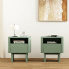 Manhattan Comfort - Ensemble de 2 tables de chevet modernes Ella 100 cm - Vert sauge-Comprend 1 étagère ouverte et 1 tiroir à extension totale avec une façade avant en demi-cercle surélevée