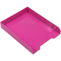 JAM Paper - Plateaux de rangement en papier empilables - Rose - Paquet de 2-Bac à courrier de bureau à chargement frontal | Couleur : rose fuchsia.