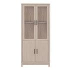Manhattan Comfort Jodie 31" Mid-Century Modern Bookcase - Whitewashed Oak-Mid-Century Modern Bookcase for Home Office, Living Room, and Extra Storage Use