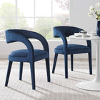 Modway Pinnacle Performance Velvet Dining Chair - Midnight Blue - 2 Pack-Non-Marking Foot Pins