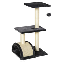 PawHut - Arbre à chat 28 po avec griffoir en sisal - gris-Arbre à chat à plusieurs niveaux, permettant aux animaux de grimper et de rester actifs 