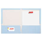 JAM Paper Glossy Two Pocket Presentation Folders, Baby Blue, 12 Pack (31225346ug)-9-1/2" x 11-1/2"