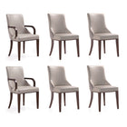 Manhattan Comfort - Ensemble de 6 chaises de salle à manger modernes Shubert en similicuir et velours, coloris gris clair-Ensemble de 6 chaises de salle à manger modernes pour salle à manger et salle de conférence