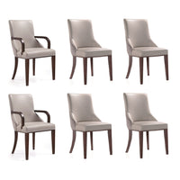 Manhattan Comfort - Ensemble de 6 chaises de salle à manger modernes Shubert en similicuir et velours, coloris gris clair-Ensemble de 6 chaises de salle à manger modernes pour salle à manger et salle de conférence