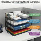 ShoppingAll - Plateau à documents empilable en maille à 4 niveaux-Prêt à l'emploi en quelques secondes, empilez simplement les plateaux les uns sur les autres en utilisant les rainures intégrées — aucune vis, aucun outil ni quincaillerie compliquée n'est requis.