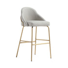 Manhattan Comfort Gracie 22" Modern Leatherette Upholstered Barstool - Stone and Gold - 3 Pack-Weight Capacity: 275 Lbs. Each