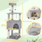 PawHut - Arbre à chat 54 po avec grand condo douillet, perchoir supérieur en peluche - gris clair-Renforcé avec une large base et une sangle anti-basculement pour une sécurité sans vacillement 