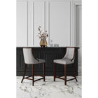 Manhattan Comfort Fifth Avenue 19" Traditional Faux Leather Upholstered Counter Stool - Light Grey - 2 Pack-Frame Made of Solid Beech Wood with Rich Walnut Finish