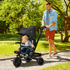 Qaba - Tricycle bébé 4 en 1 avec siège réversible réglable - noir-Poignée poussoir amovible et réglable sur 3 niveaux 