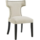 Modway - Curve Tissu Chaise à manger - Beige-Chaise de salle à manger avec moulure en tête de clou