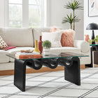 Modway Ondine Glass Top Coffee Table - Black-Tempered Glass Top