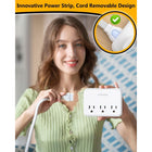 Huntkey Detachable Cord Power Strip with 3 Outlets and 4 USB Ports - White-ETL and FCC certified with a fire-resistant casing (up to 1382°F) and built-in protections against overheating and overcharging to keep your electronics safe.