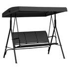 Outsunny 3-Seater Porch Swing Chair with Adjustable Canopy Cover - Weather Resistant Black-Three seat design - perfect for relaxing with friends or yourself
