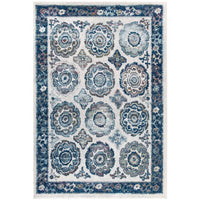 Modway Entourage Odile Distressed Floral Moroccan Trellis Area Rug - 8 ft W x 10 ft L - Ivory/Blue-Distressed Vintage Floral Moroccan Trellis Area Rug