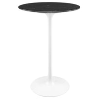 Modway Lippa 28" Round Faux Marble Bar Table - White Black-Modern Bar Table
