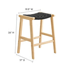 Modway - Saoirse Tabouret de comptoir en corde tissée en bois - Noir naturel - Ensemble de 2-Conception du tressage en panier