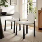 Modway Hayley Upholstered Fabric Dining Side Chair - Black/Cream-Tapered Metal Legs
