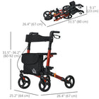 HOMCOM 8'' Wheels Folding Adjustable Rollator Walker with Seat and Bag - Red-Six-position adjustable height to suit different people 