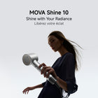Mova Shine 10 Hair Dryer - Silver-Lower Noise Levels: Thanks to its unique fluid design, the floral air outlet significantly reduces operational noise, reducing the volume to 58dB, making your hairstyling process quiet and enjoyable.