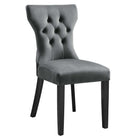 Modway Silhouette Performance Velvet Dining Chairs - Grey - 2 Pack-Classic Button Tufting