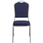 Chaise de banquet empilable en tissu bleu marine avec dossier couronne, siège épais et cadre argenté, ens. 4 [4-FD-C01-S-2-GG]-Ensemble de 4 chaises de banquet polyvalentes