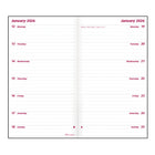 Brownline - 2026 Agenda de poche hebdomadaire Deux semaines par page double - 6 po x 3-1/2 po - Noir - Anglais-Reliure cousue avec couverture souple aspect lézard 