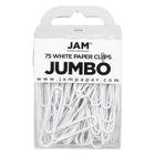 JAM Paper Colourful Jumbo Paper Clips - 2"- White - 75 Pack-Colour: White