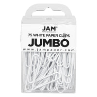 JAM Paper - Trombones géants colourés - grands trombones blancs de 5 cm - paquet de 75-Couleur : Blanc