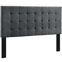 Modway Paisley Tufted Upholstered Performance Velvet Full/Queen Headboard - Grey-Elegant Biscuit Tufted Pattern