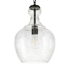 Hudson&Canal - Suspension Verona de 28 cm de large avec abat-jour en verre, - Bronze noirci/grainé-Conçu pour une ampoule à incandescence de 60 W - ampoule LED de 9 W, ampoule fluorescente (CFL) de 13 W ou ampoule LED à ballast automatique de 9 W, ampoule à culot E26, ampoule non incluse