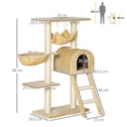 PawHut 39" Deluxe Cat Tree Activity Centre - Deep Cream-friendly plush FOR extra comfort 