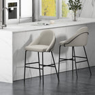Manhattan Comfort Gracie 22" Modern Leatherette Upholstered Barstool - Stone and Black - 2 Pack-Frame and Legs Features Choice of Fully Welded Black Steel or Gold Stainless Steel