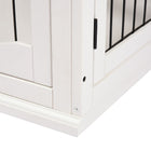 PawHut 26" Wooden Pet Crate Kennel with Double Door Entrance - White-Colour: White 