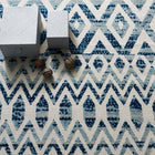 Modway Reflect Tamako Diamond/Chevron Moroccan Trellis Indoor / Outdoor Area Rug - 8 ft W x 10 ft L - Ivory/Blue-Gripping Rubber Underside